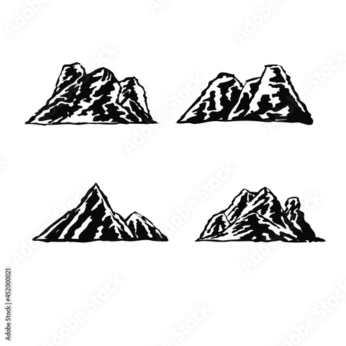 Set of mountain illustration for logo and badge element