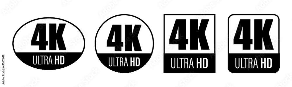 4K ULTRA HD icon. Vector 4K symbol of High Definition monitor display ...