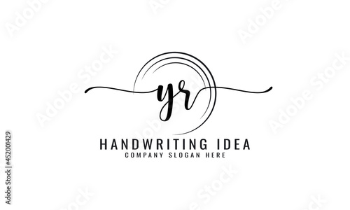 Y R Initial handwriting logo vector template