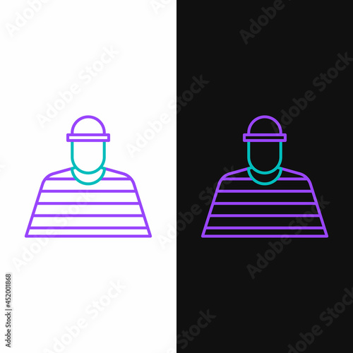 Line Prisoner icon isolated on white and black background. Colorful outline concept. Vector