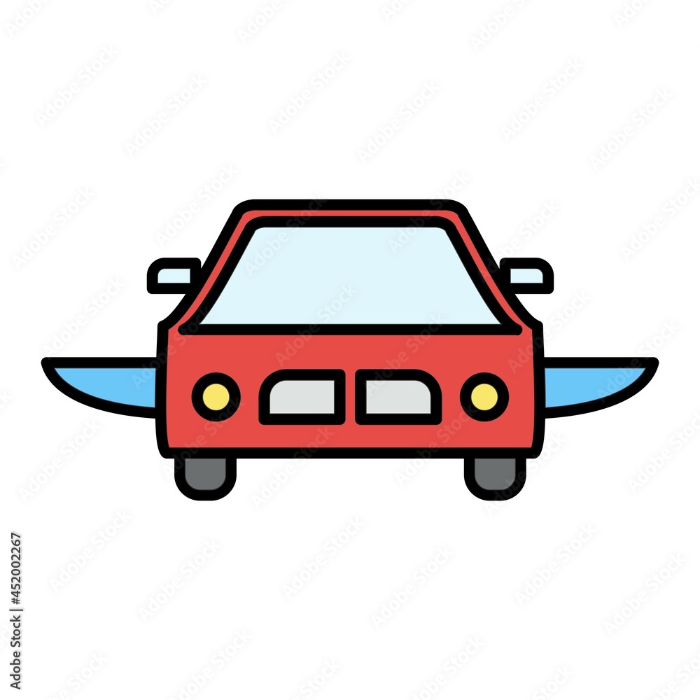 Obraz premium Vector Flying Car Filled Outline Icon Design