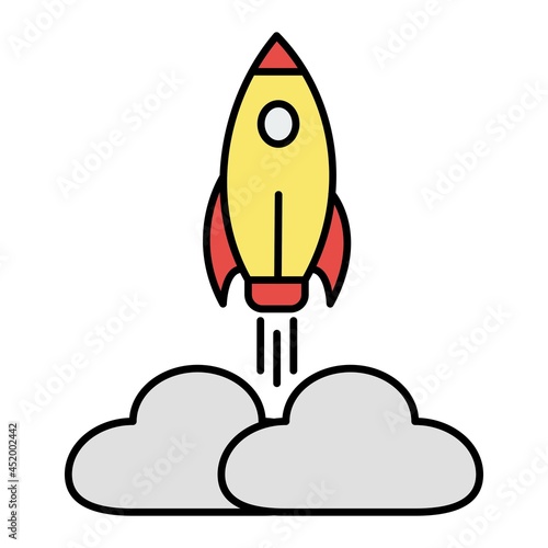 Vector Rocket Filled Outline Icon Design