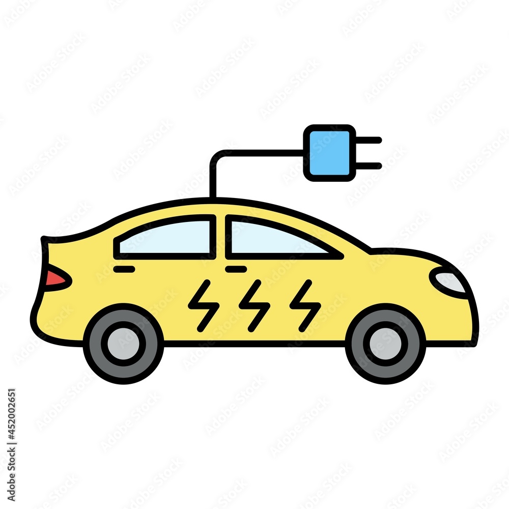 Vector Electric Car Filled Outline Icon Design