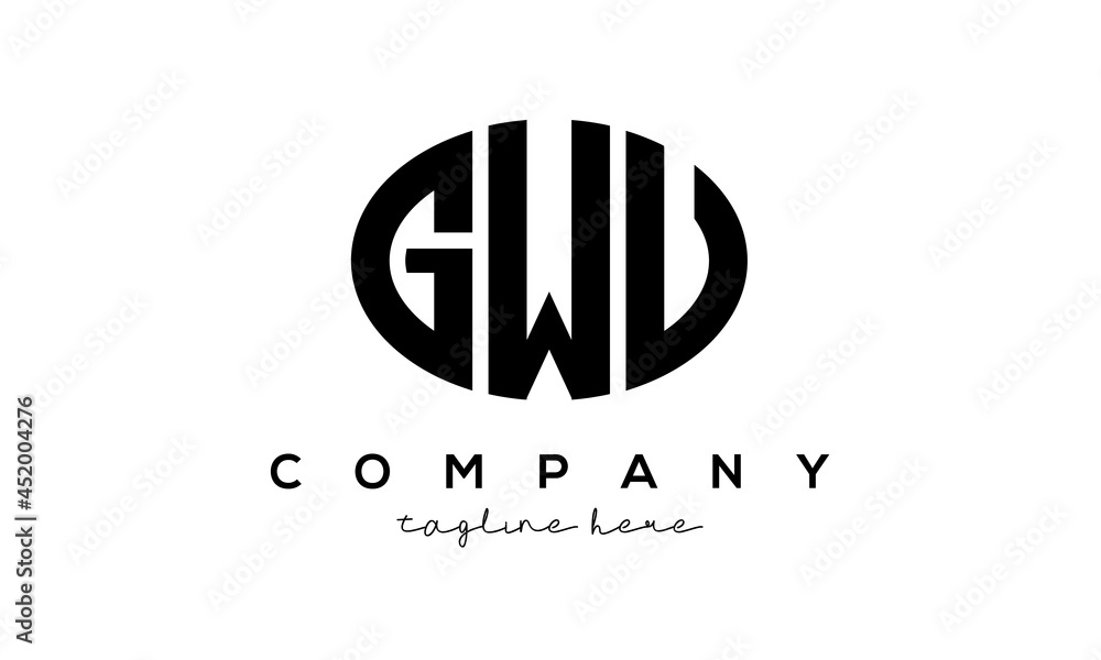 GWU three Letters creative circle logo design GWU three Letters creative circle logo design
