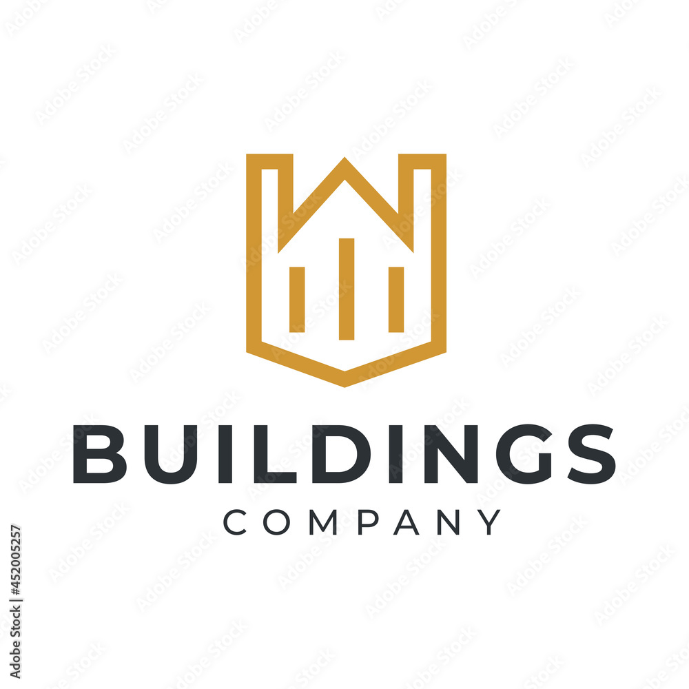 Building logo illustration vector graphic design in line art style. Good for brand, advertising, real estate, construction, house, home, and business card Building logo illustration vector graphic design in line art style. Good for brand, advertising, real estate, construction, house, home, and business card