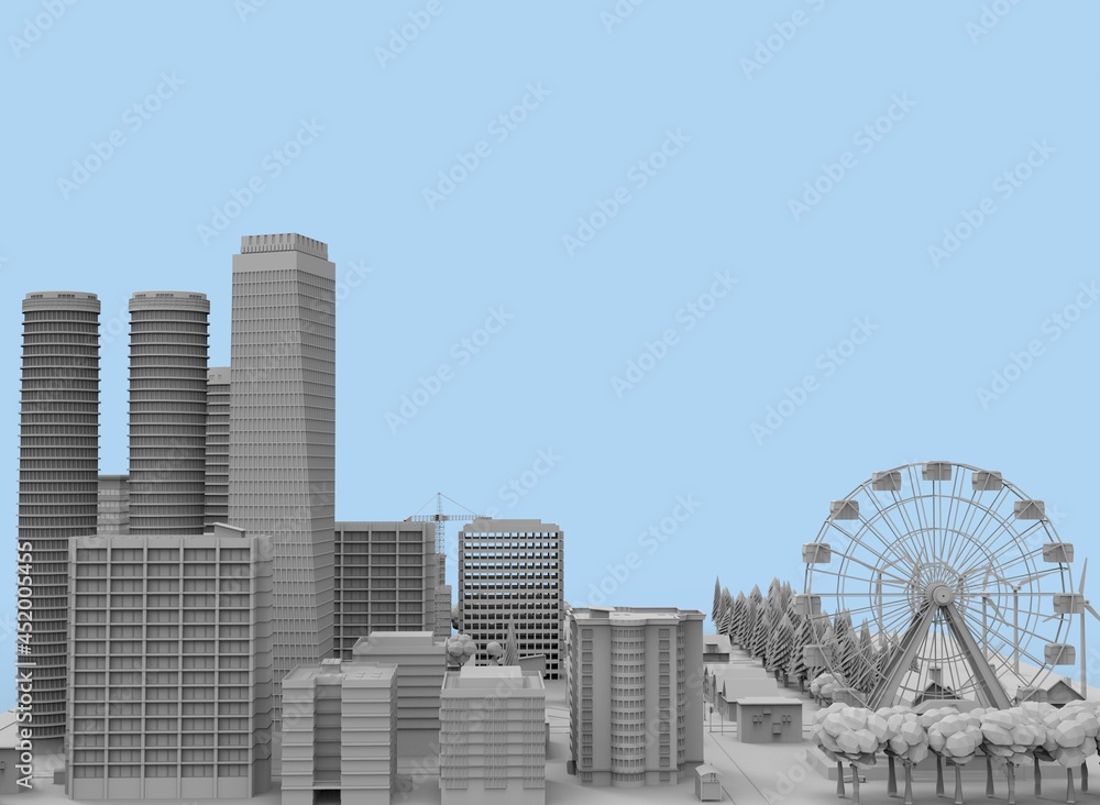 Fototapeta premium black and white city 3d-rendering