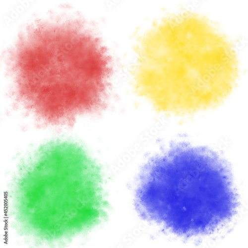 Wallpaper Mural 4 colors red, yellow green and blue brush pattern water color, Illustration paint art design on fabric and wallpaper. Torontodigital.ca