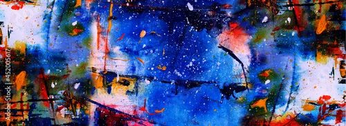 Panel kuchenny z motywem Hand drawn colorful painting abstract art panorama background colors texture.