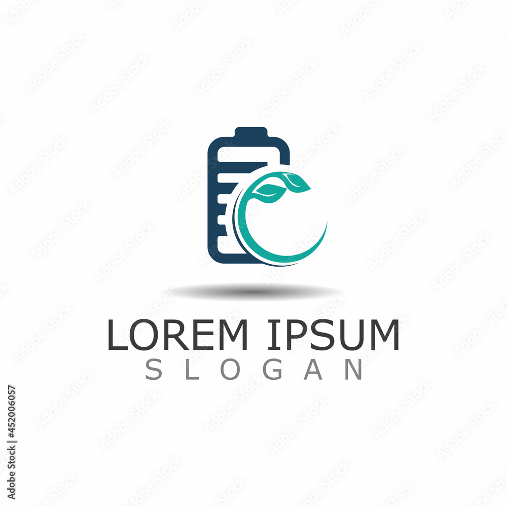 Eco nature and battery logo template design illustration design vector Eco nature and battery logo template design illustration design vector