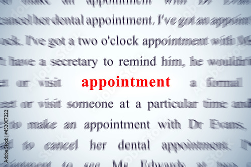 appointment focus on word