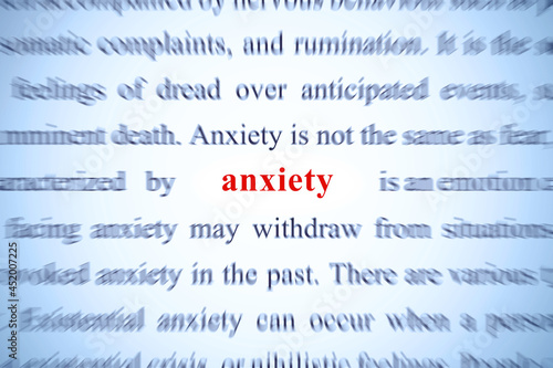 anxiety closeup of the word