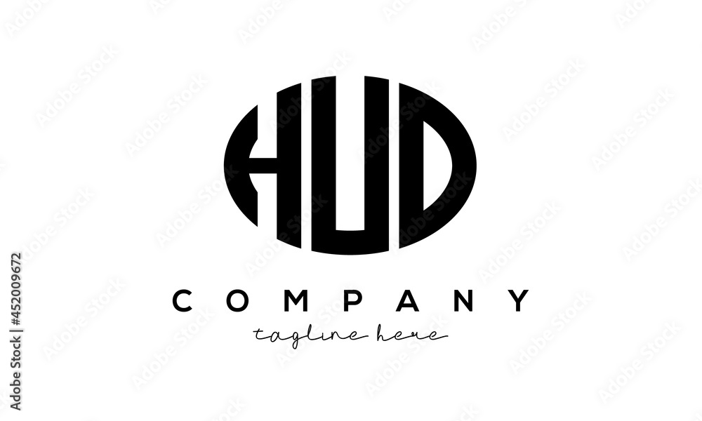 HUD three Letters creative circle logo design HUD three Letters creative circle logo design