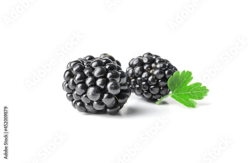 fresh ripe blackberry isolated on white background photo