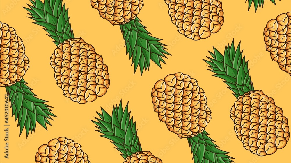 Pineapple Background Pattern Vector Isolated Pineapple Background Pattern Vector Isolated