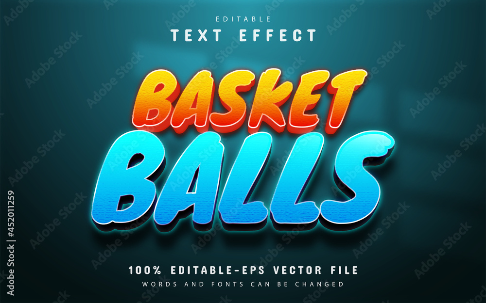 Basketball text, gradient style text effect