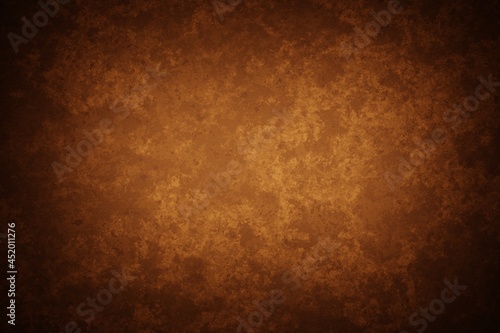 Abstract background in brown colors with shaded edges. Marbled noisy texture.