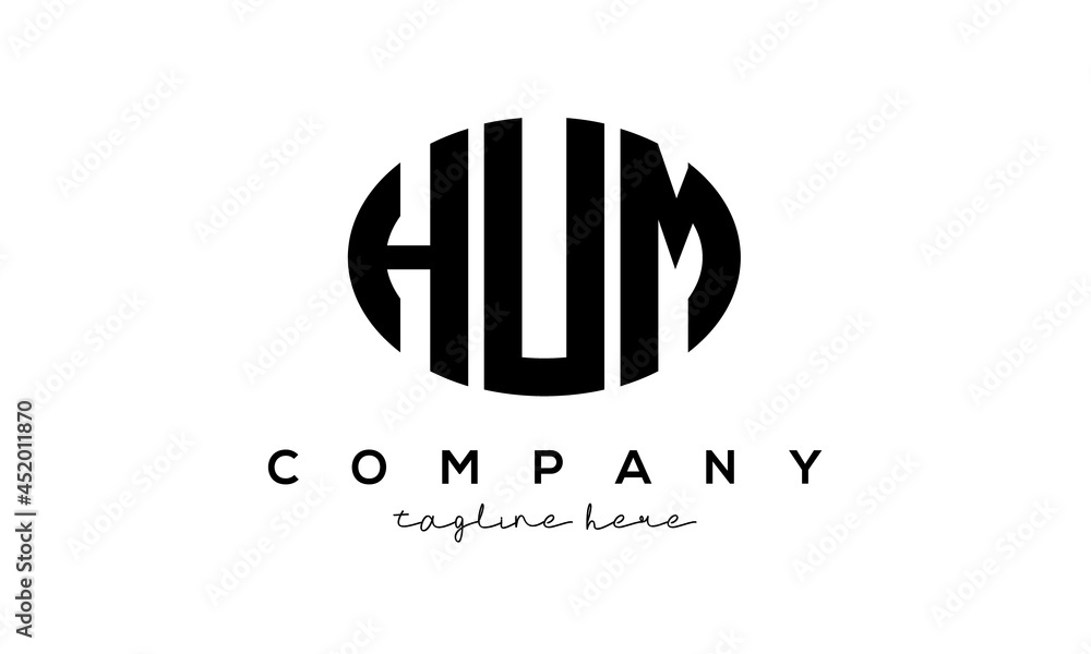 HUM three Letters creative circle logo design HUM three Letters creative circle logo design