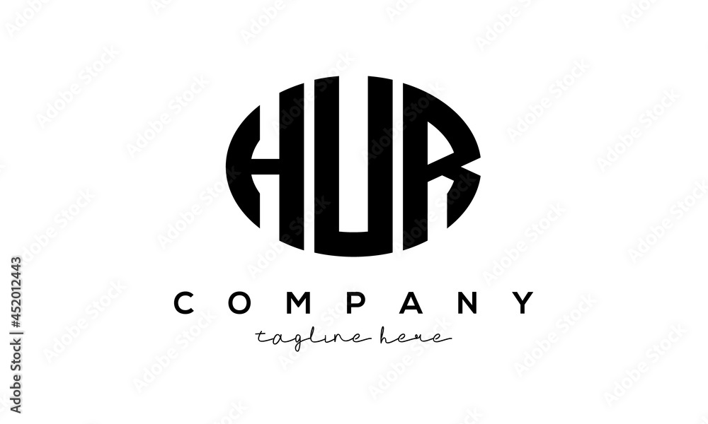 HUR three Letters creative circle logo design HUR three Letters creative circle logo design
