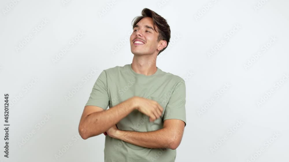 Young man looking up over isolated background Young man looking up over isolated background