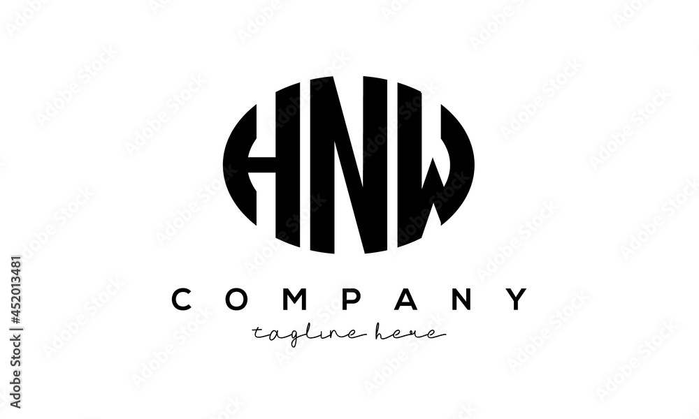 HNW three Letters creative circle logo design HNW three Letters creative circle logo design
