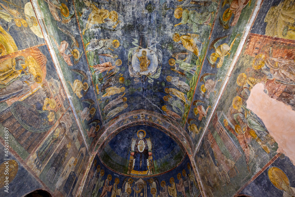 Frescos inside of the historical Saint Sophia church known also as Sveti Sofija in Ohrid, North Macedonia Frescos inside of the historical Saint Sophia church known also as Sveti Sofija in Ohrid, North Macedonia