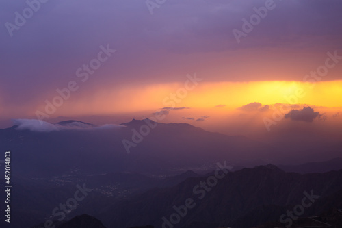 Top of Mountains - Sunset Stunning View of clouds - Natural background 