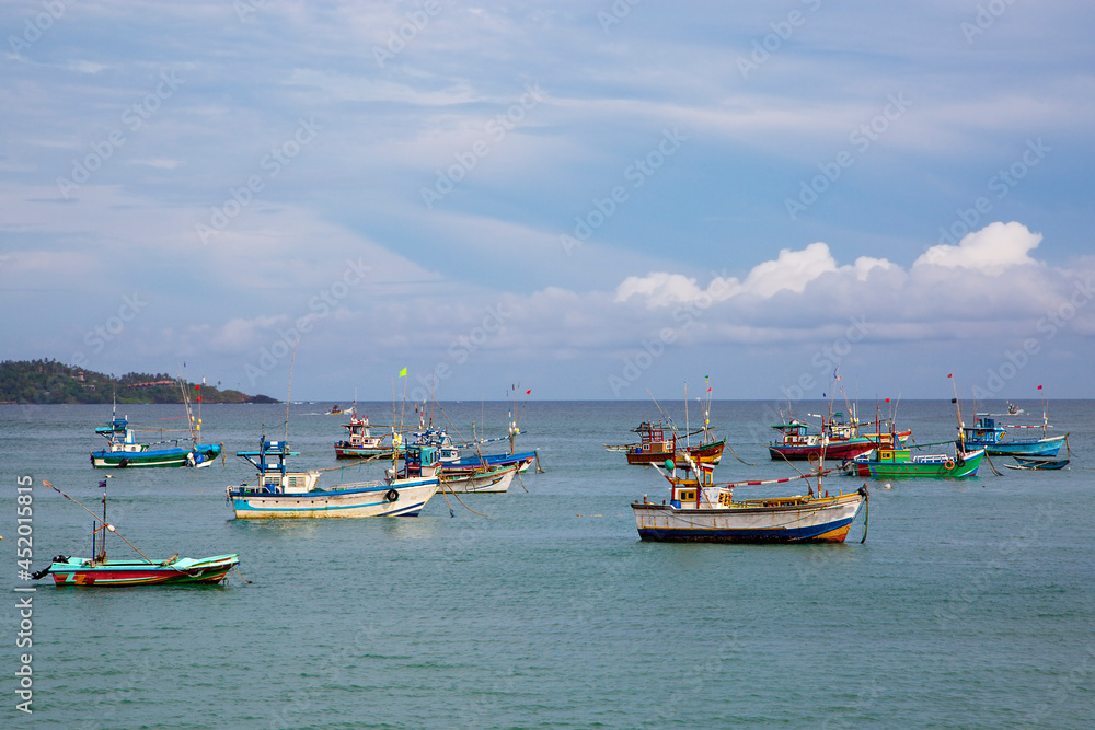 Colorful fishing boats in Matara, Sri Lanka Colorful fishing boats in Matara, Sri Lanka