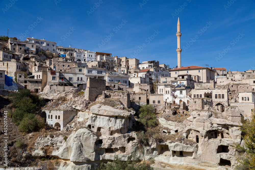 View over the town of Ibrahim Pasha in Cappadocia, Turkey.