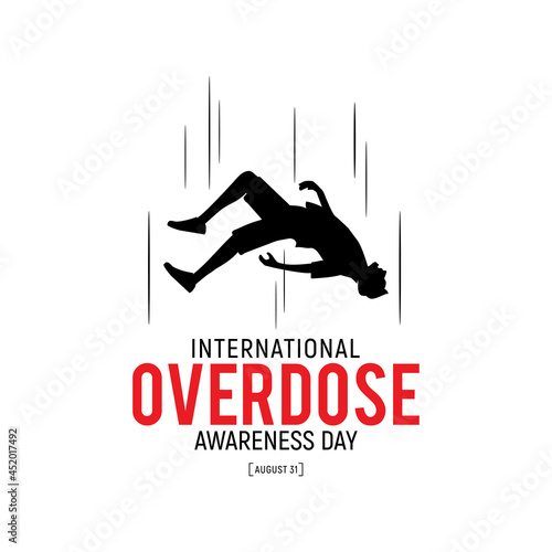 a fallen man dying of an overdose for International Overdose Awareness Day. vector eps 10