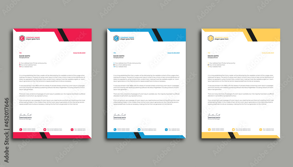 Corporate creative & modern letterhead design template in A4 size with color.
Corporate creative & modern letterhead design template in A4 size with color.
