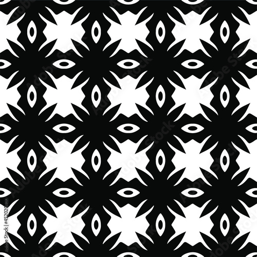  floral seamless pattern background.Geometric ornament for wallpapers and backgrounds. Black and white pattern.