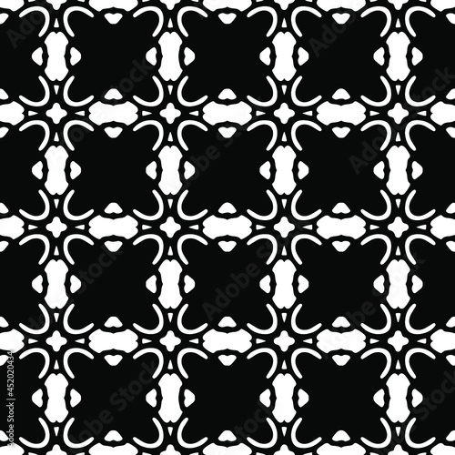  floral seamless pattern background.Geometric ornament for wallpapers and backgrounds. Black and white pattern.