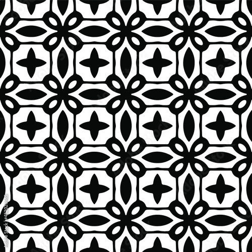  floral seamless pattern background.Geometric ornament for wallpapers and backgrounds. Black and white pattern.