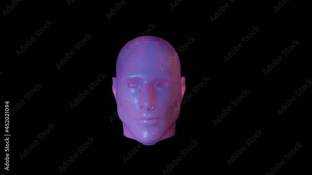 Obraz premium Cracked head . Exploding face . 3d render illustration