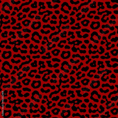 Seamless black and red leopard print pattern