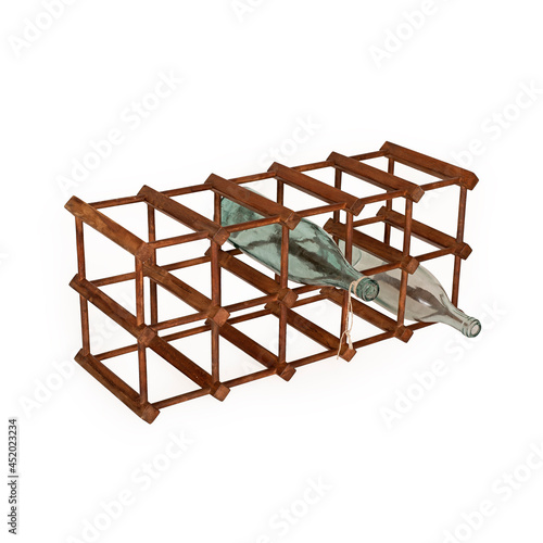 Vintage Wooden Bottle Rack photo