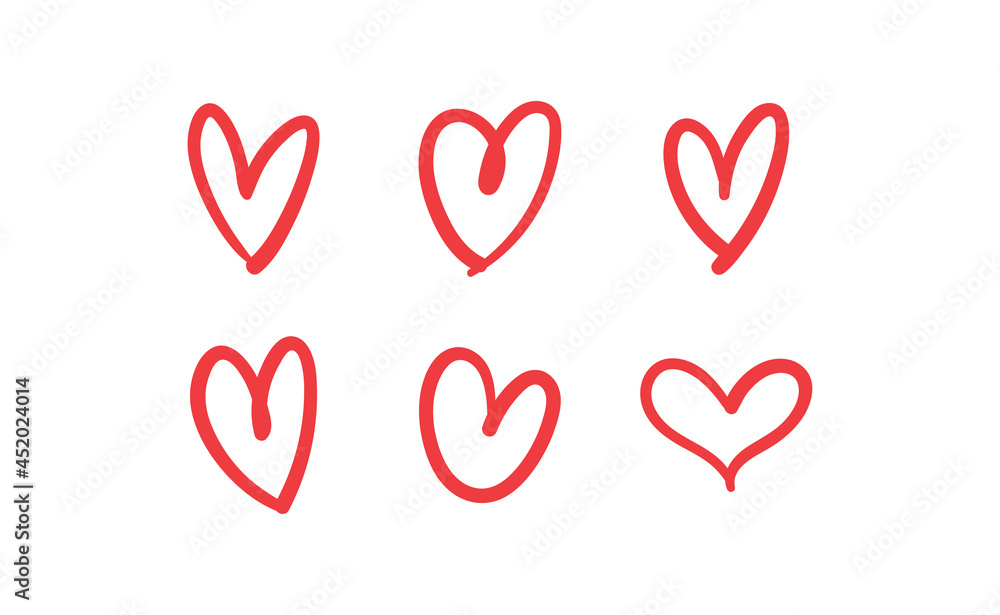 Heart doodles collection. Hand drawn set of love hearts. Heart doodles collection. Hand drawn set of love hearts.