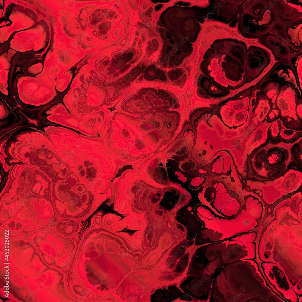 Seamless black and red grunge ink swirls background