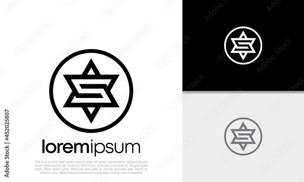 Initials S star logo design. Innovative high tech logo template. Initials S star logo design. Innovative high tech logo template.