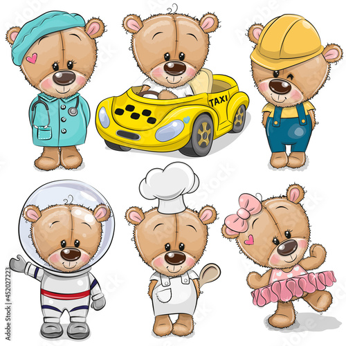 Set of  Teddy bears isolated on a white background