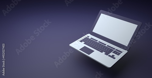 Laptop, Computer notebook on isolated background. Technology concept, 3d rendering © SRENStock