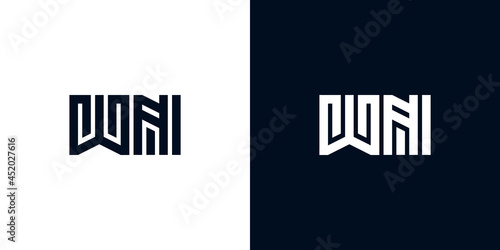 Minimal creative initial letters WN logo