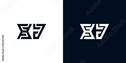 Minimal creative initial letters XJ logo