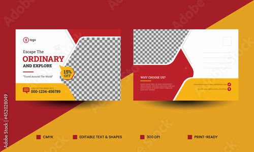 Landscape flyer, postcard, greeting card, Junior school education admission eddm postcard design template for kids, Corporate business postcard design or save the date invitation card or direct mail e