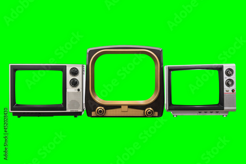Three old vintage televisio...