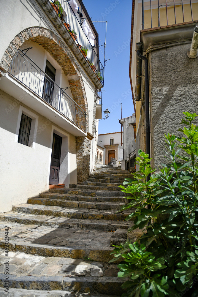 A street in the historic center of Chiaromonte, a old town in the Basilicata region, Italy.