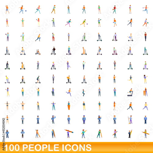 100 people icons set. Cartoon illustration of 100 people icons vector set isolated on white background