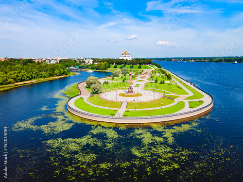 Yaroslavl city, Volga river aerial view