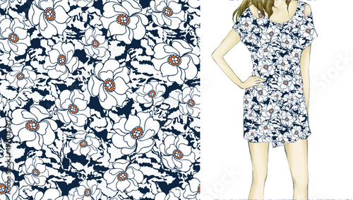 Seamless floral background. flowers pattern, used on mock up. Design for prints, wallpaper, textile. Vector illustration.