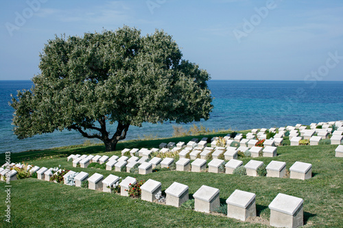 Beach Cemetery at the Anzac Cove, Gallipoli, Canakkale, Turkey, which contains the remains of allied troops who died during the Battle of Gallipoli. photo
